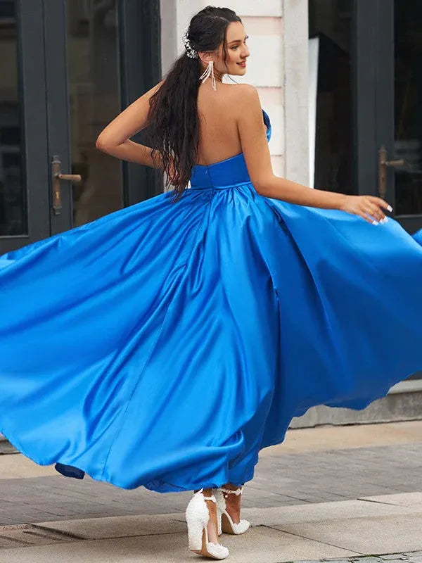 Vestido de fiesta Weitese de corte A, drapeado, con escote en V y espalda descubierta